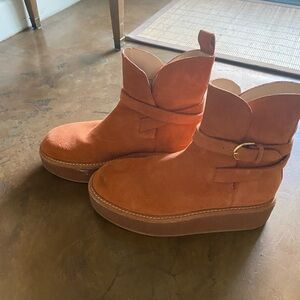 Ulla Johnson Orange Suede Ankle Boots
